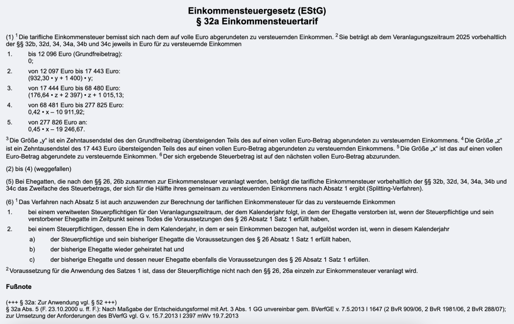 EStG § 32a Einkommensteuertarif 2025 TIPPUNKT